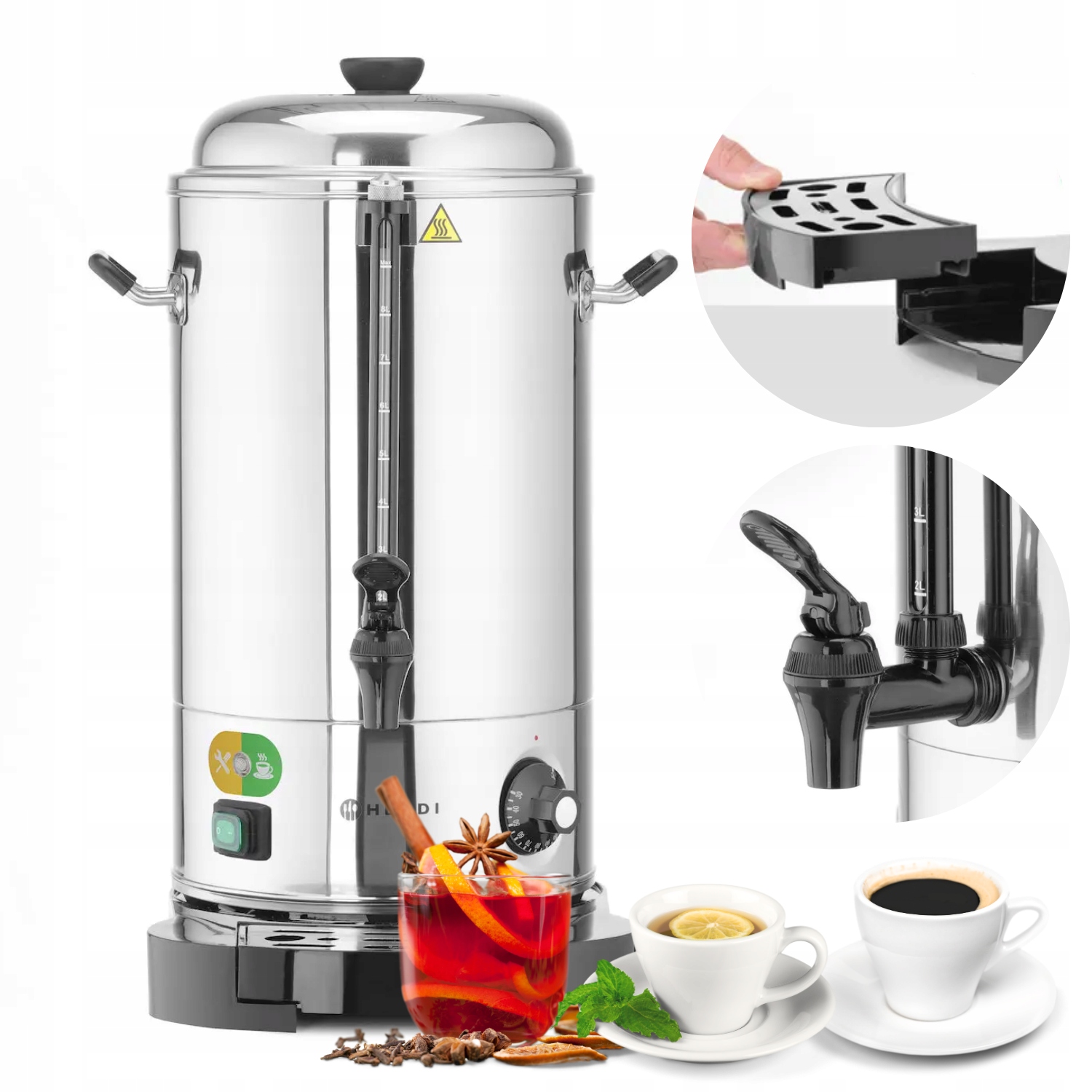 Varná konvice na vodu a nápoje Hendi 9L 230V/2200W Dvojité stěny Čaj Víno