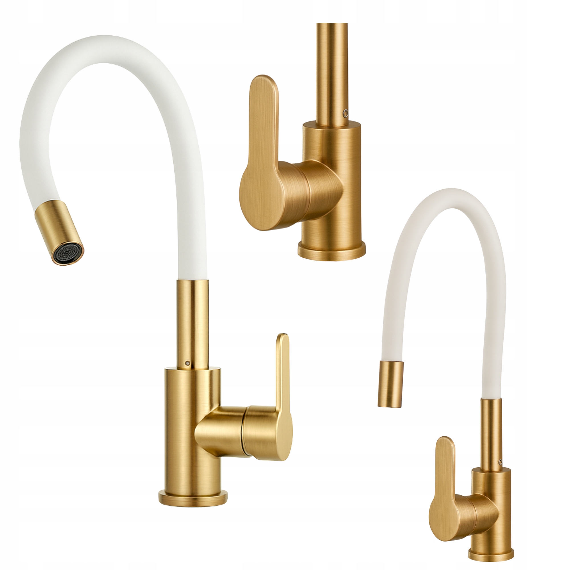 Flexibilná kuchynská batéria Grado zlato brúsená biela do kuchyne