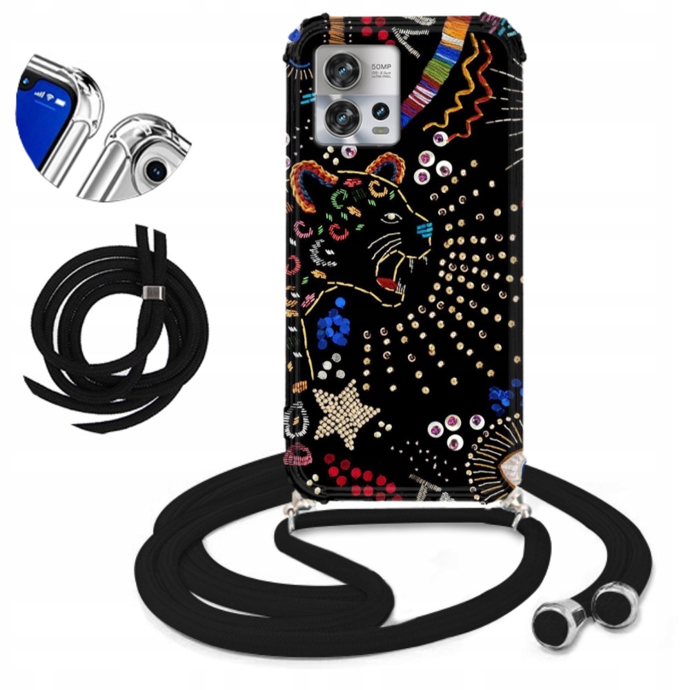 Pouzdro Crossbody Šňůrka Černá Pro Motorola Edge 30 Fusion Ženské Sladké Wz