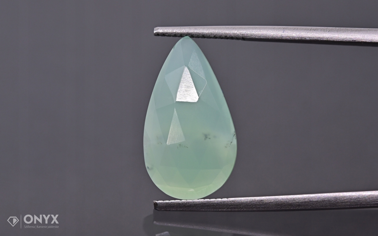 Chrysopraz fasetovaná rozeta slza 17,5x10 mm