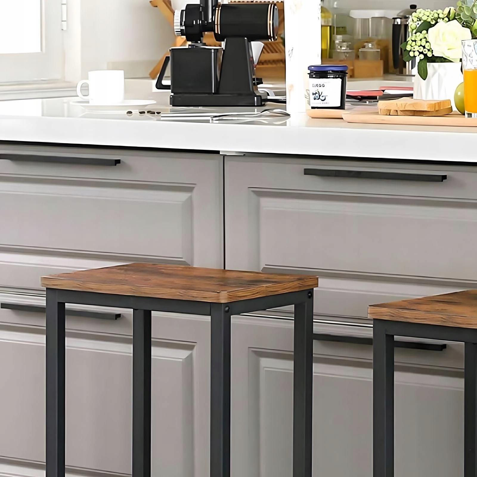 Hokery krzesła barowe stołki Rustykalne 2 szt. nowoczesne industrialne Głębokość mebla 40 cm