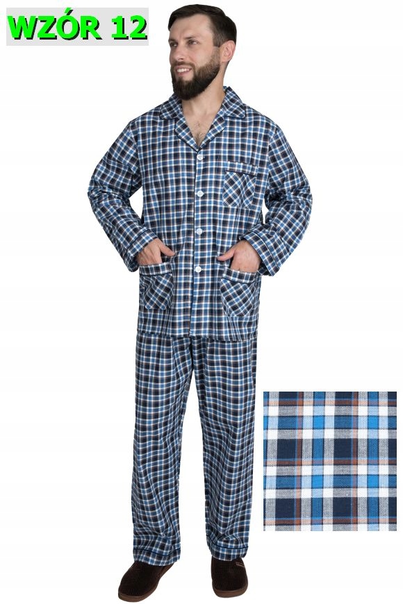 PIŻAMA MĘSKA BAWEŁNIANA BAWEŁNA TKANA r.M FORMAX Rękaw długi rękaw