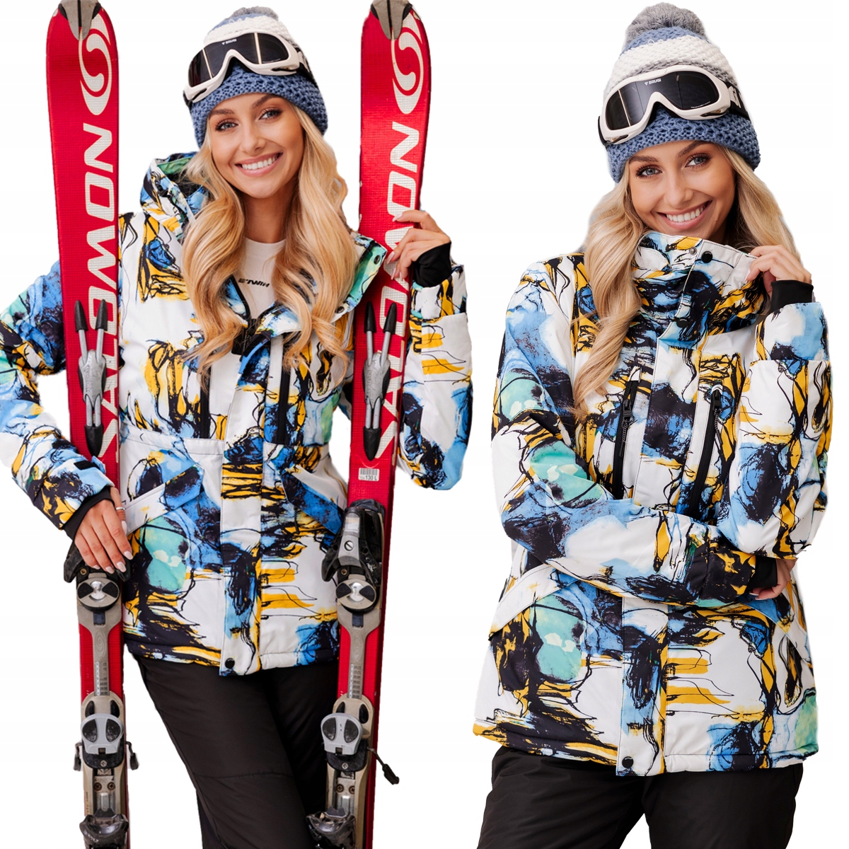 Barevné Cikcaky Zimní Lyžařská Bunda Na Sjezdovku Pro Dámské Teplé Lyžování