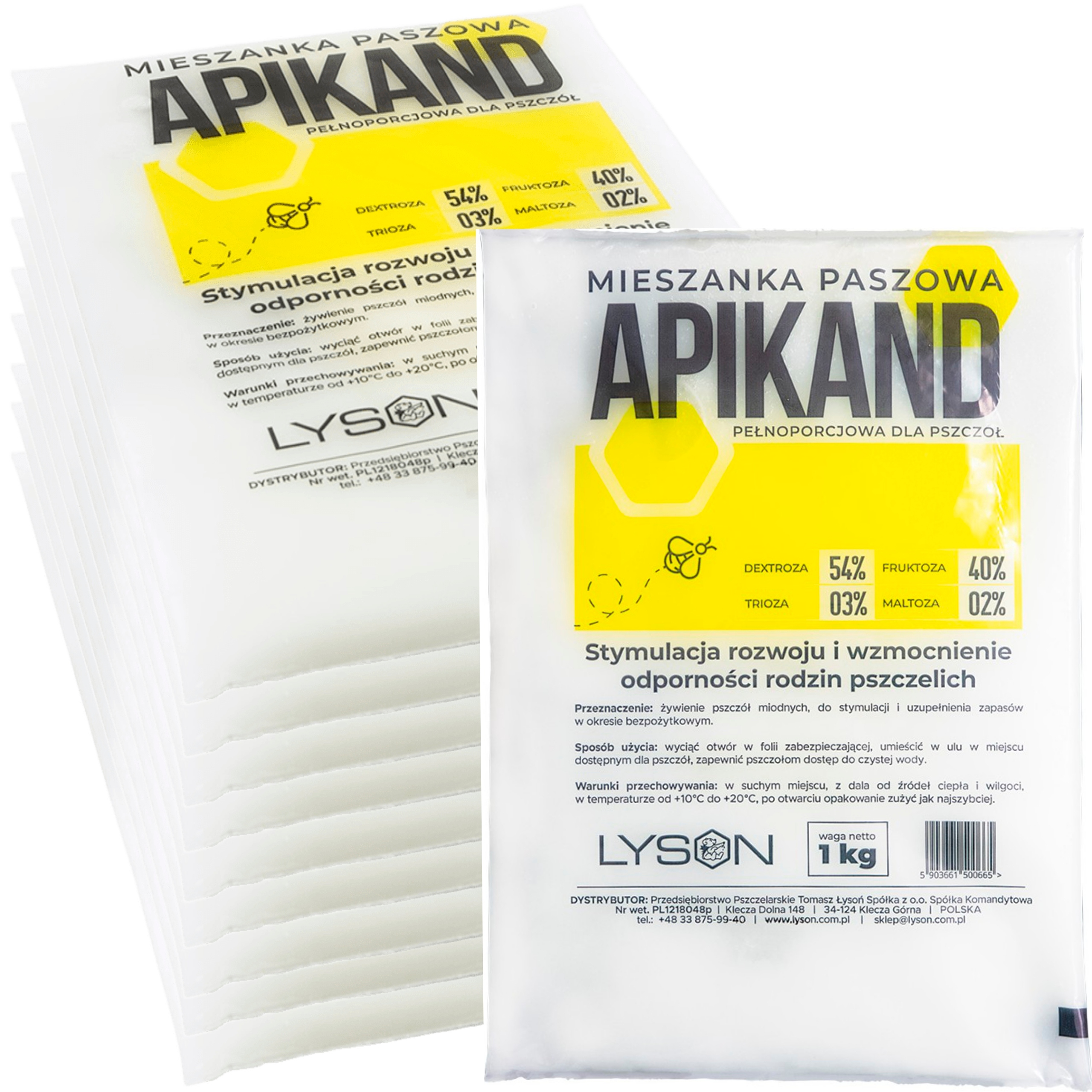 Apikand Krmivo obyčejné čisté 10x1kg Těsto pro včely
