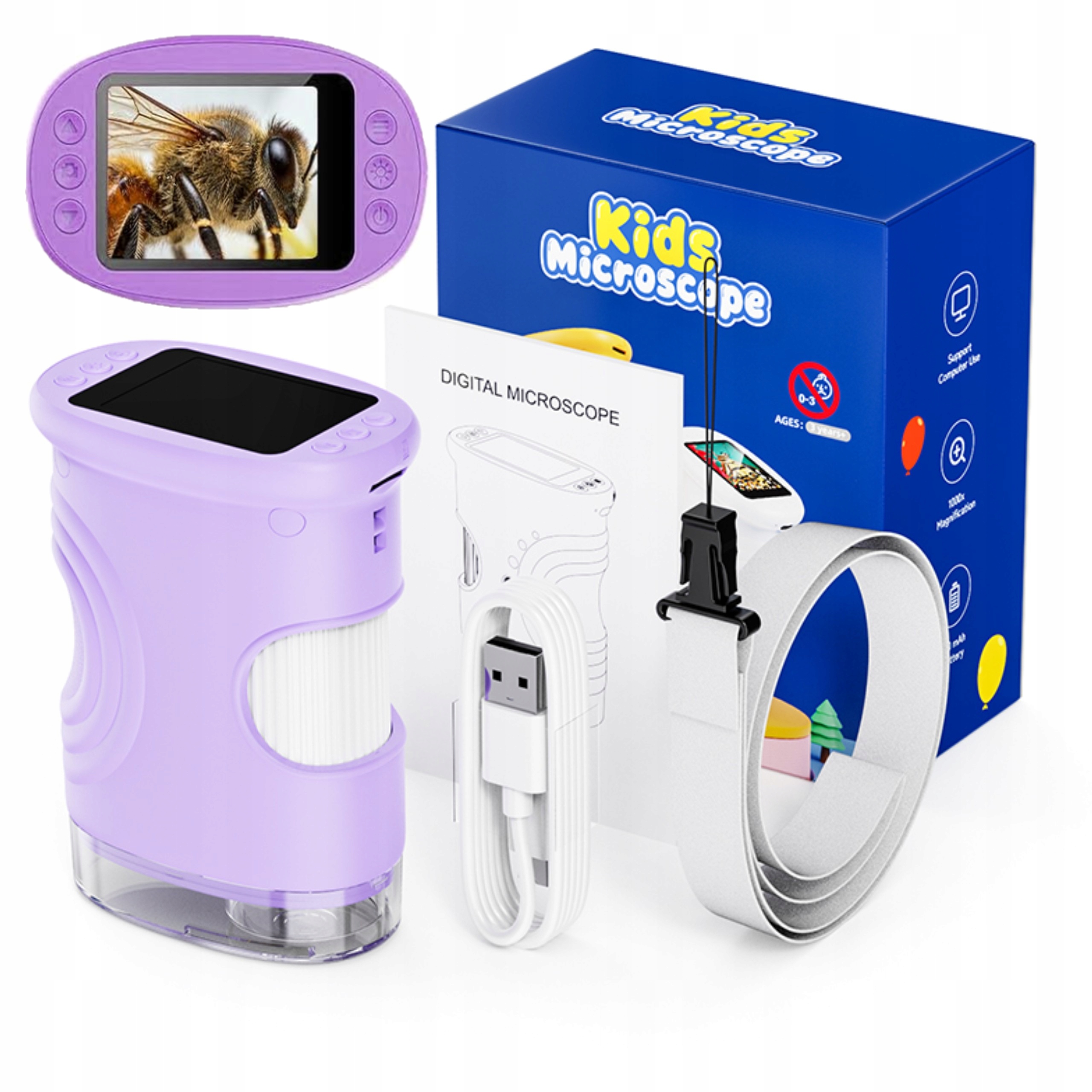 Kieszonkowy Mikroskop Cyfrowy Zestaw Aparat Kamera Led Powiększenie 1000x