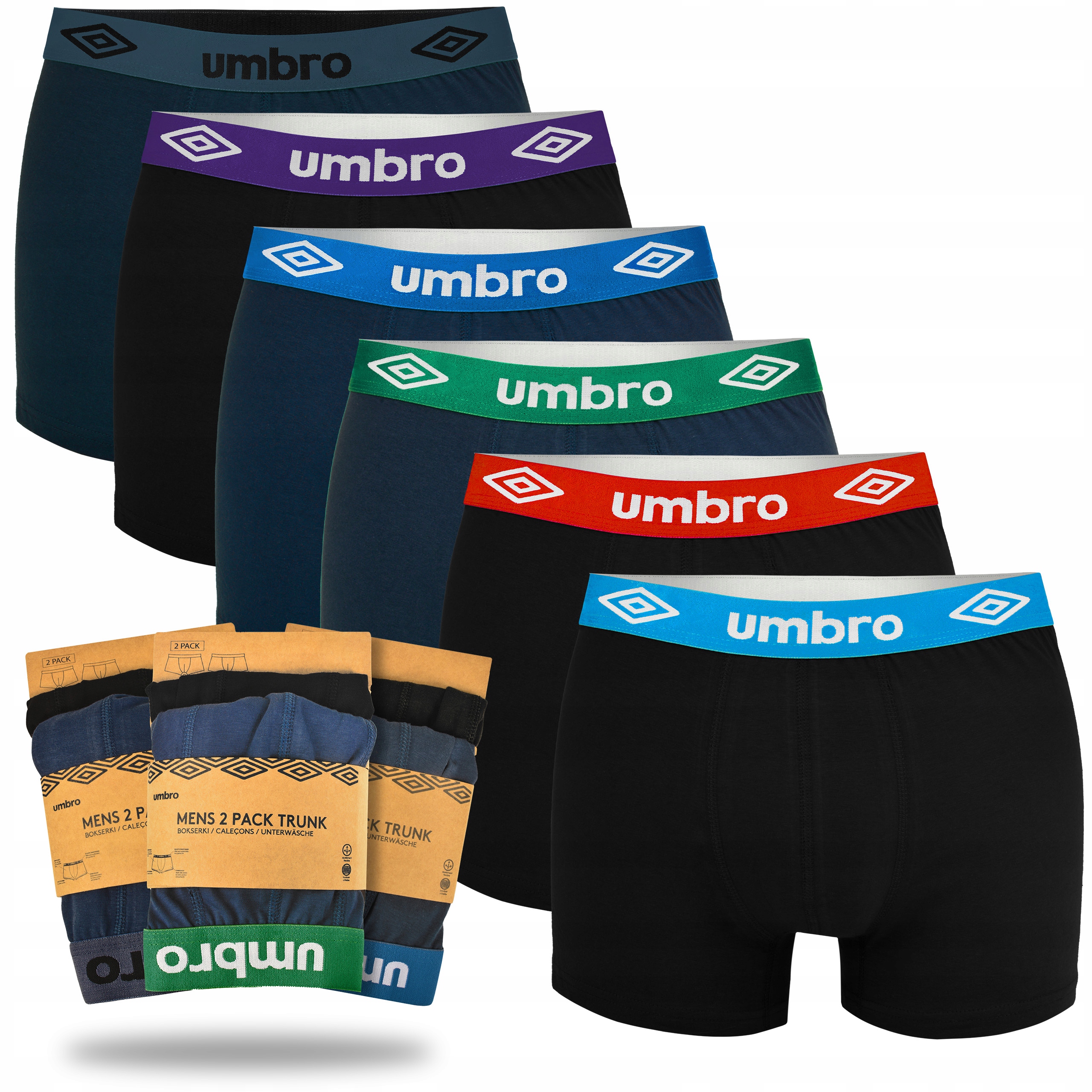 Umbro Pánské boxerky Sada 6 Kusů MIX barev Bavlna Velikost L