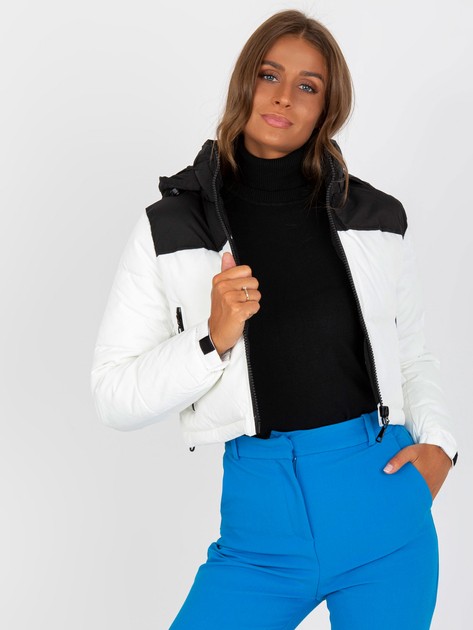 KURTKA _L_ BIAŁO-CZARNY Damskie Marka bez marki