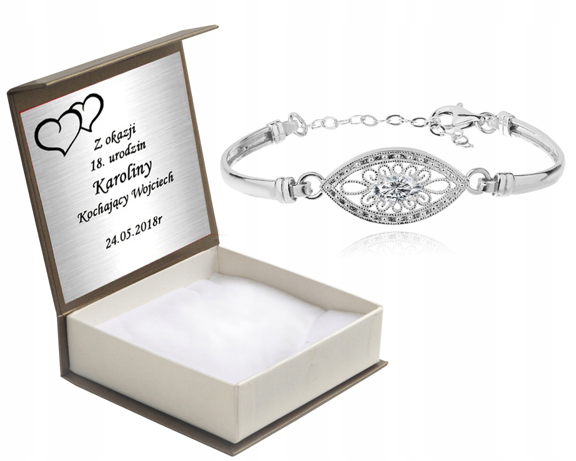 

Bransoletka Ażurowa Zegarkowa Z Cyrkonią +grawer