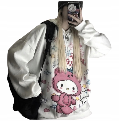 

Anime kobiety z długimi rękaw z kapturem bluzy