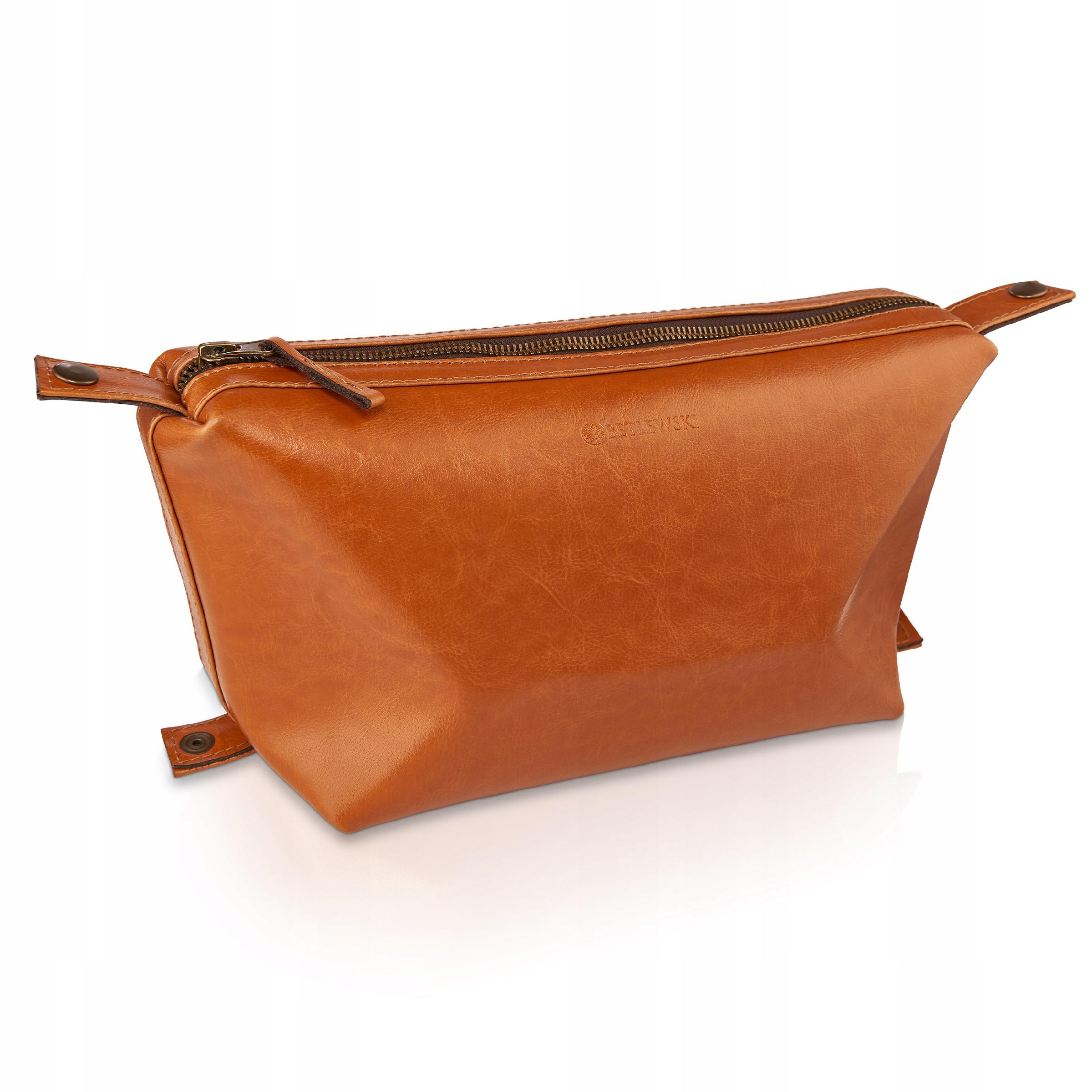 Betlewski Kosmetyczka skórzana ze skóry na podróż wyjazd połysk