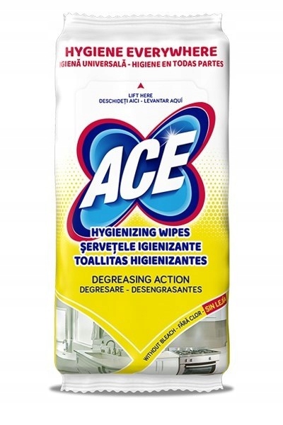 

Ace, chusteczki nawilżane odtłuszczające, 40 szt.