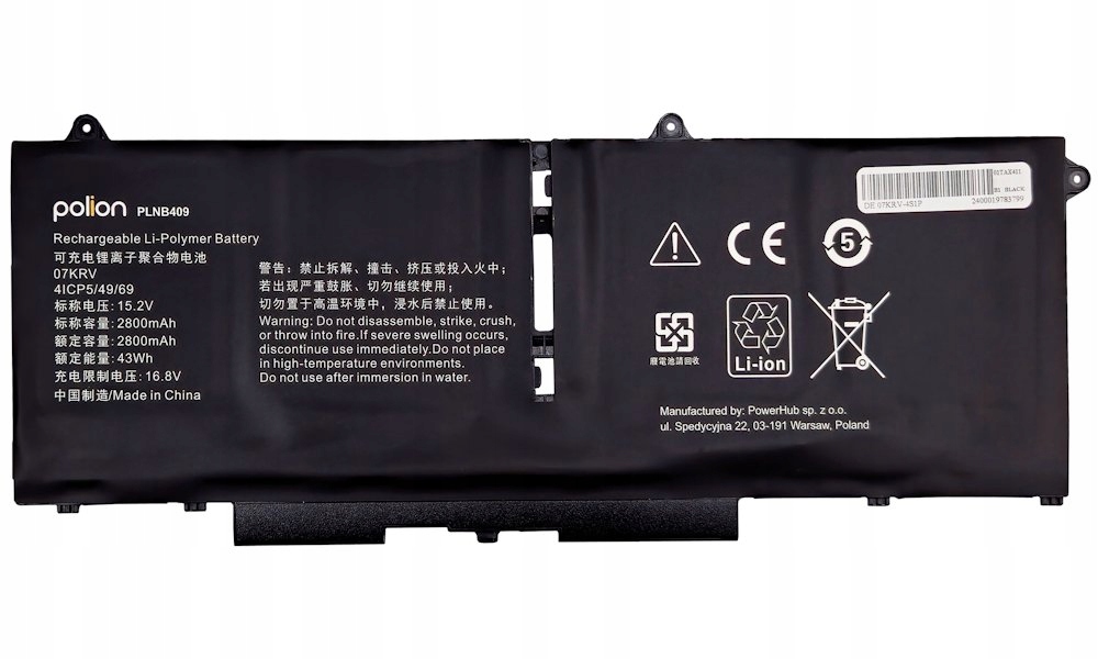 Trx Baterie Polion 07KRV pro notebooky Dell 451-BCWY Latitude 7430 7530 2