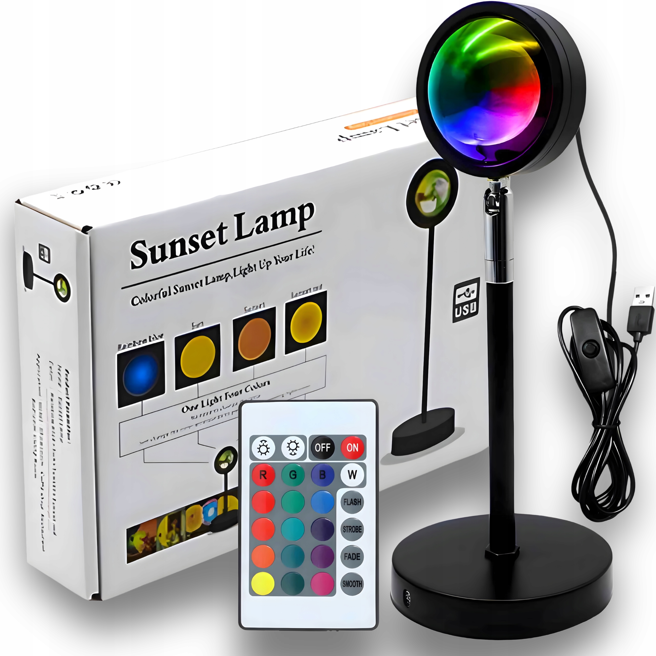 LAMPKA NOCNA DLA DZIECI LED RGB / SUNSET / ZACHÓD SŁOŃCA + PILOT