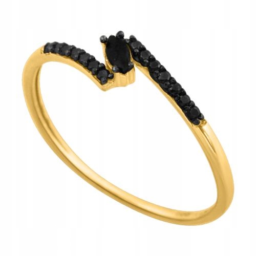 Prstýnek 585 s černými kameny a černým rhodiem