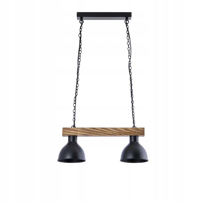 Industriální lampa Wood s černými stínítky na liště pro hospodskou restauraci