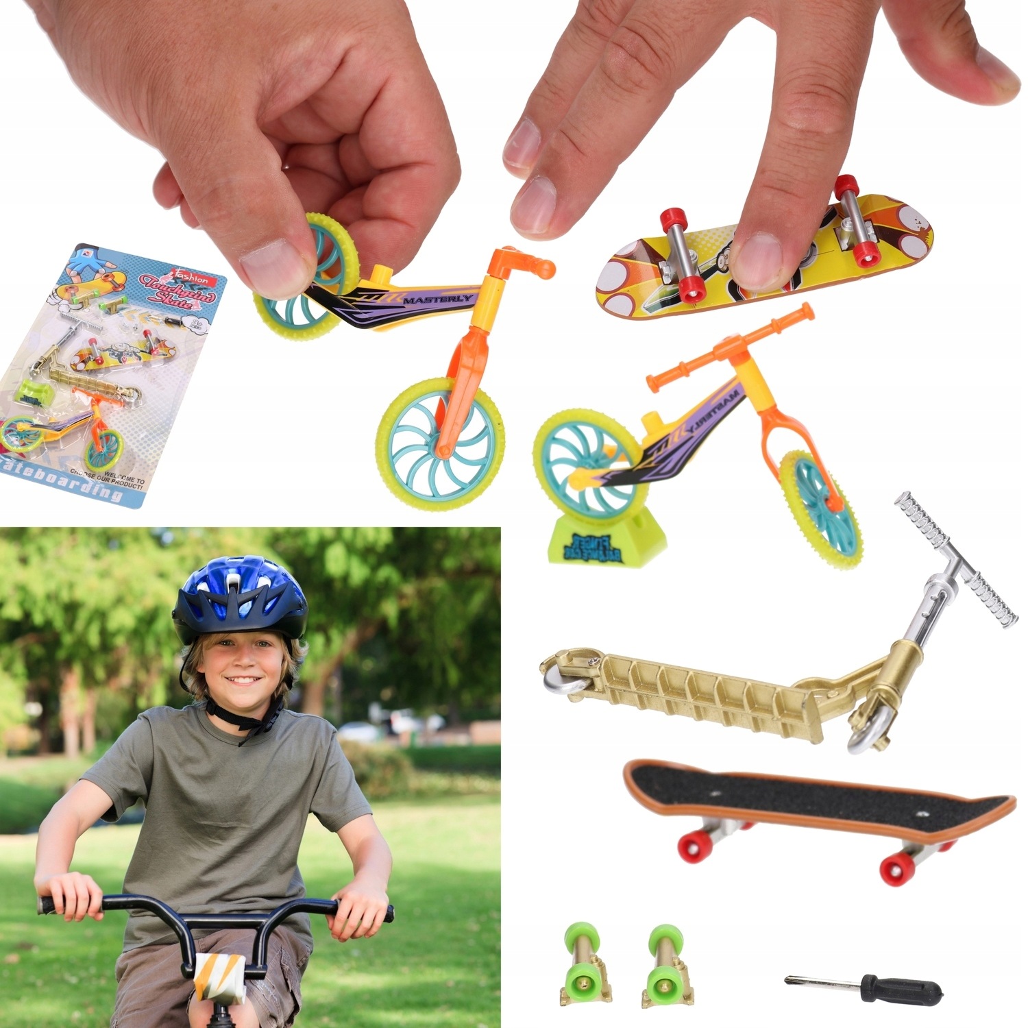 Hulajnoga, deskorolka mini, rower fingerboard, fingerbike zestaw 3w1 5315