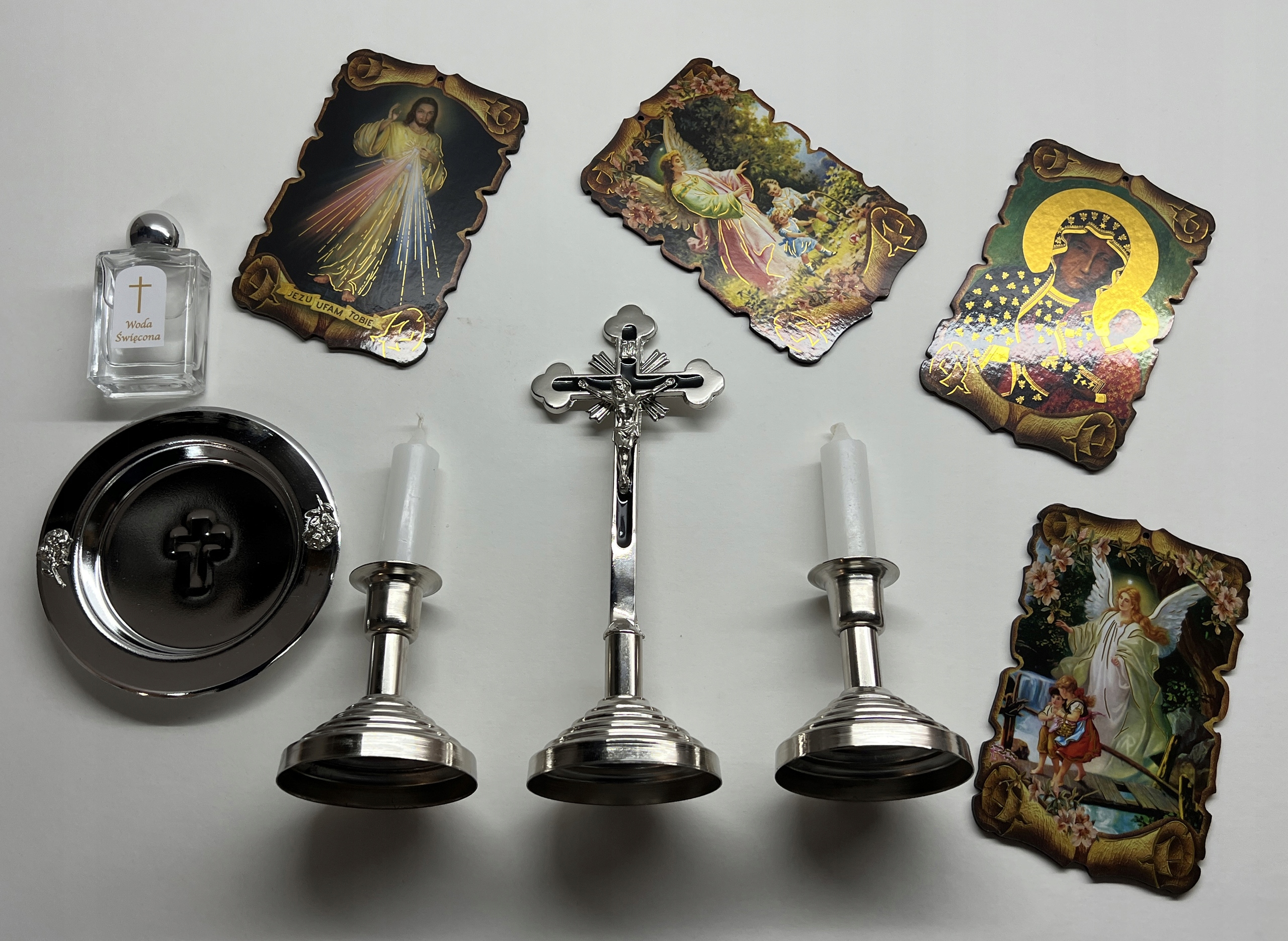 Velká Stříbrná Koledová Souprava Papežská Sada Kříž Kapka Obrázek