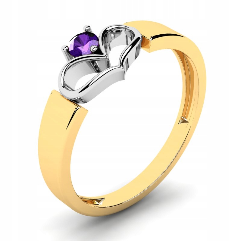 

Ametystowy Pierścionek Złoty Serduszko 14KR