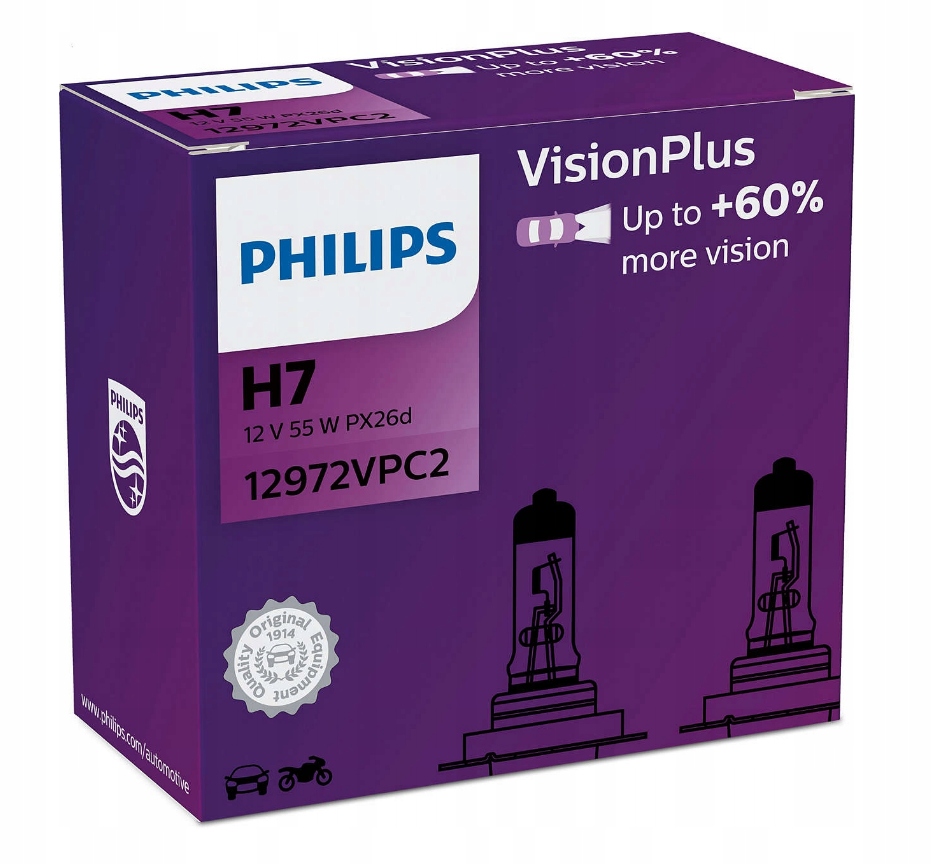 Żarówki Philips Vision Plus +60% H7 12V 55W