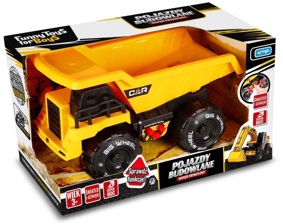AUTO BUDOWLANE WYWROTKA ARTYK ŚW/DŹW NAPĘD Wiek dziecka 3 lata +