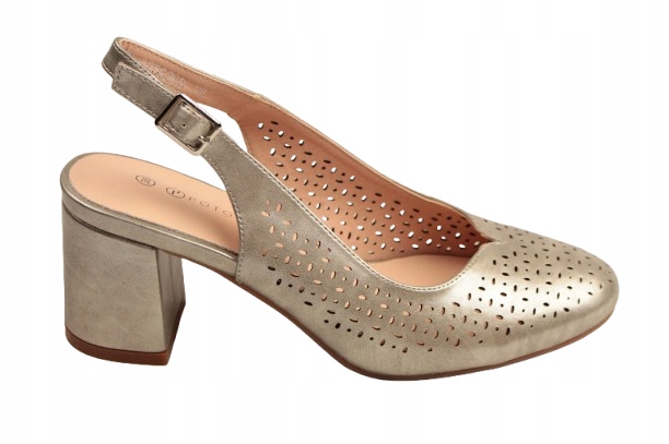 Boty Potocki 26-12582GD vel.38 Zlaté s odkrytou patou