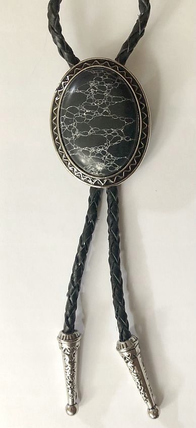 Bolo kravata westernová s přírodním černým kamenem