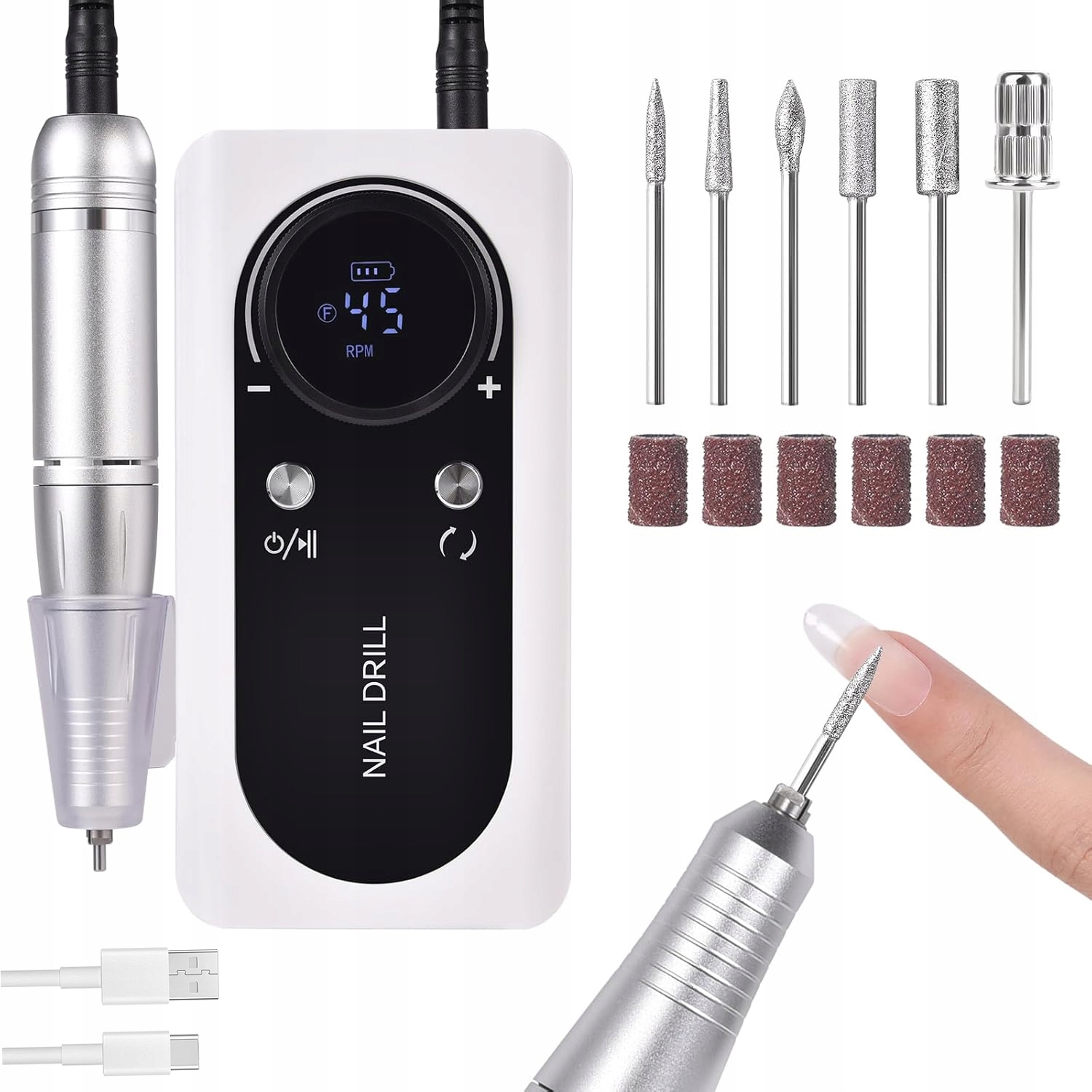 Elektrický Pilník Leštička Na Nohy Paty Tarka Bruska LCD Pemza 2000 mAh