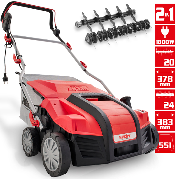 AERATOR WERTYKULATOR ELEKTRYCZNY DO TRAWY 1848 2W1 MOC 1800W DWA WAŁKI Kod producenta HECHT1848