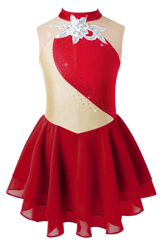 Šaty Body Balet Bruslení Gymnastika Červená 146/152
