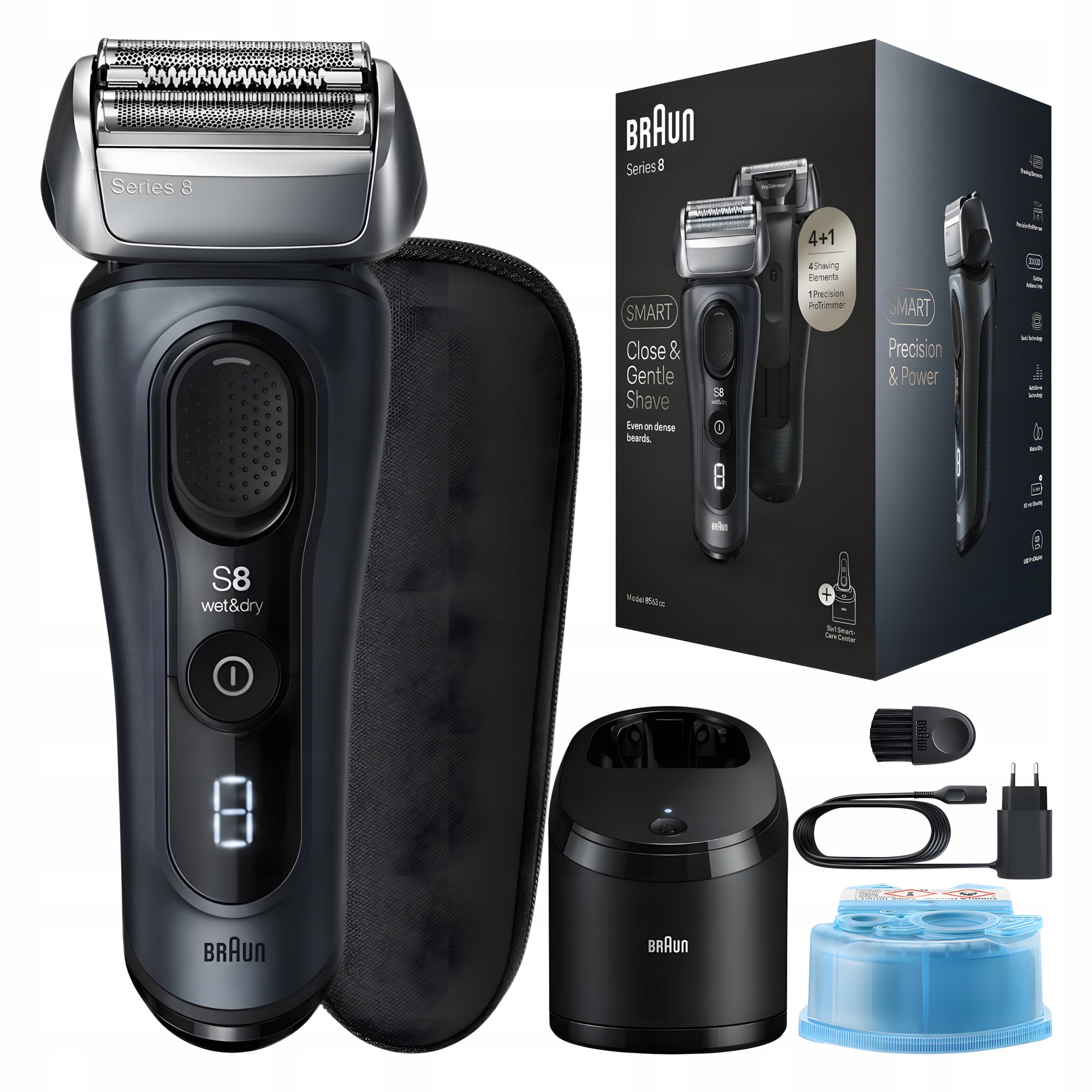 Braun 8 8563cc Elektrický holiaci strojček Wet&Dry Stanica Clean&Charge