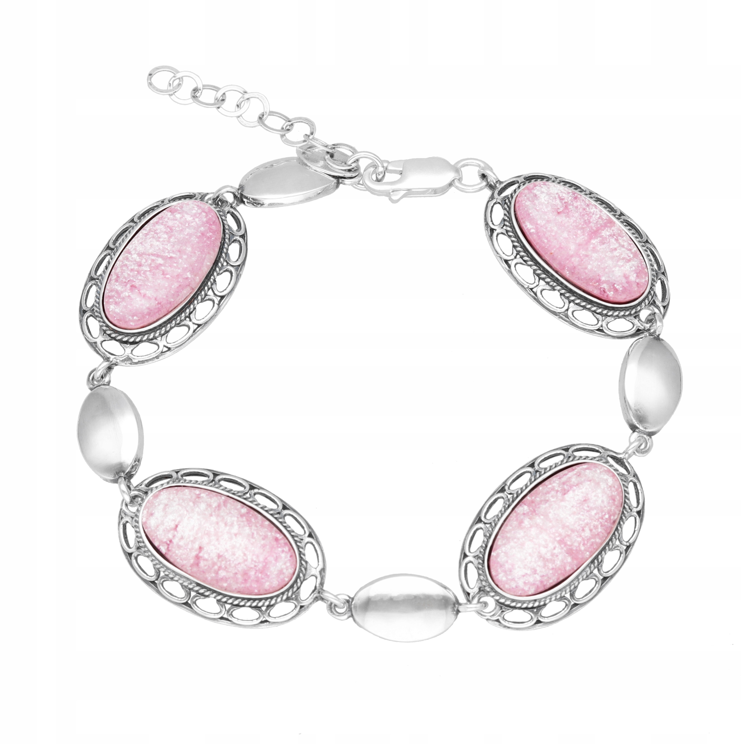 Náramek s oválným měsíčním kamenem z stříbro