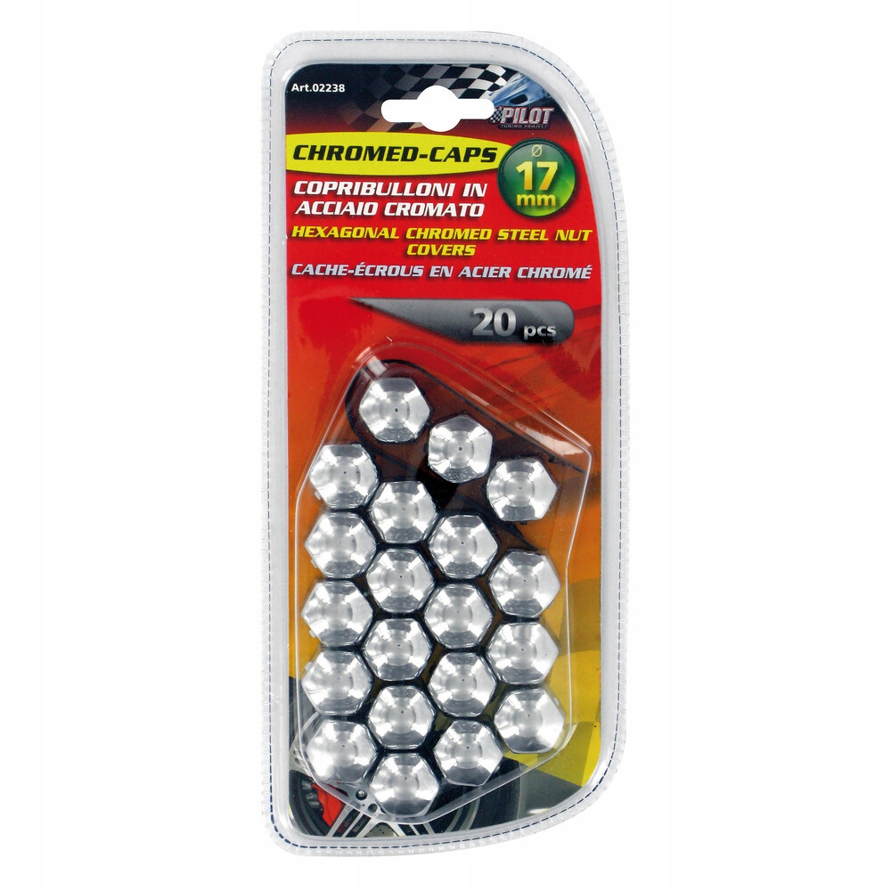NAKŁADKI CHROM NA ŚRUBY 17 MM - Włoskie METALOWE JAKOŚĆ WYPRZEDAŻ EAN (GTIN) 8000692022382