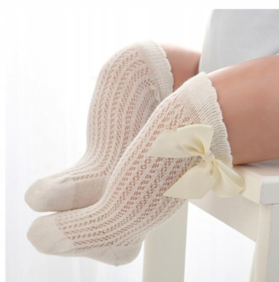 

Bawełn podkolanówki kokarda ażurowe 2-411-16cm beż