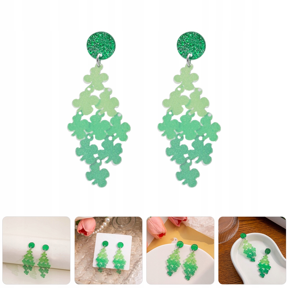 KOLCZYKI ZWISZANE KOLCZYKI Z CZTERAMI LIŚCIAMI Marka bez marki