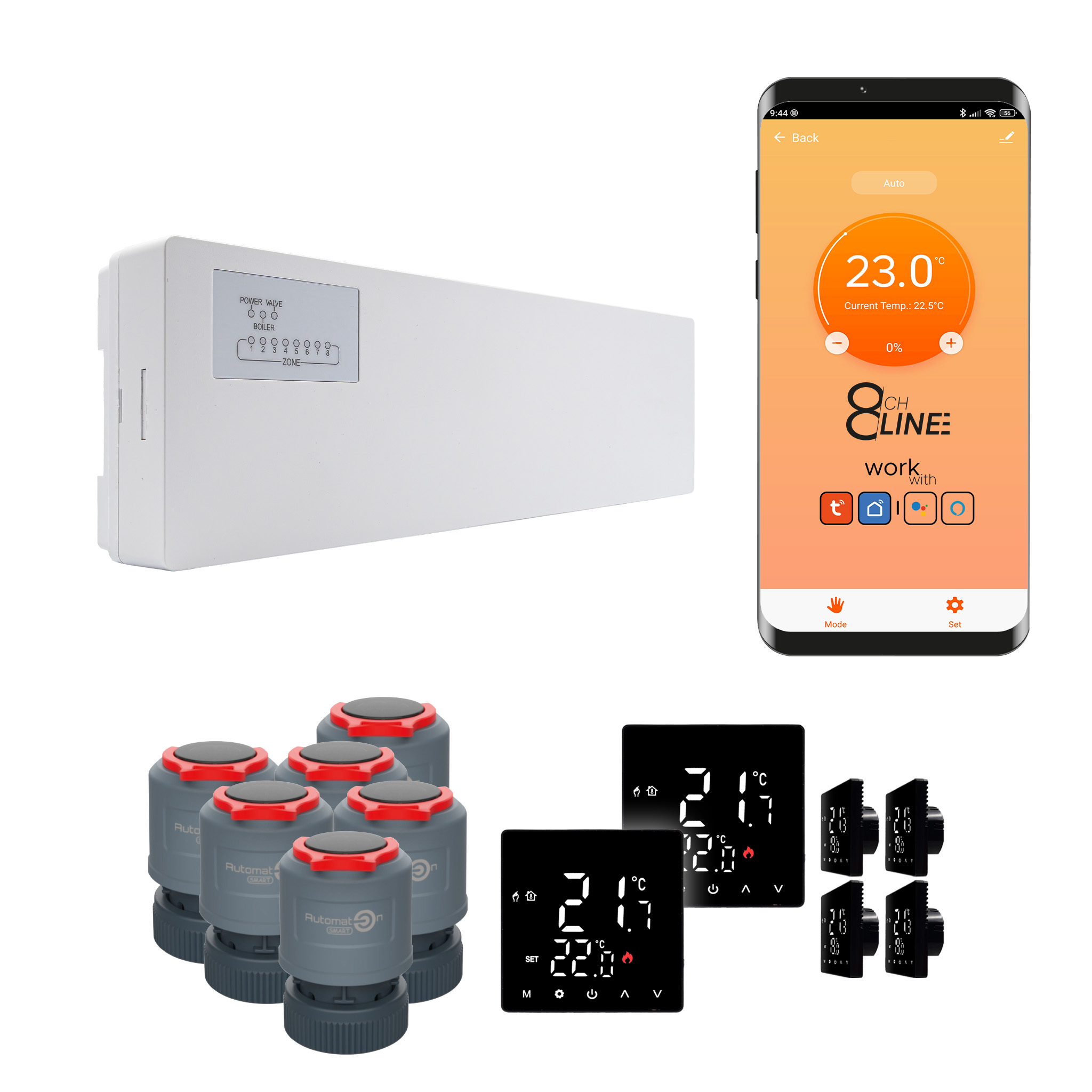 Súprava prívodov na vykurovanie Line 6 izieb termostat Std WiFi čierna