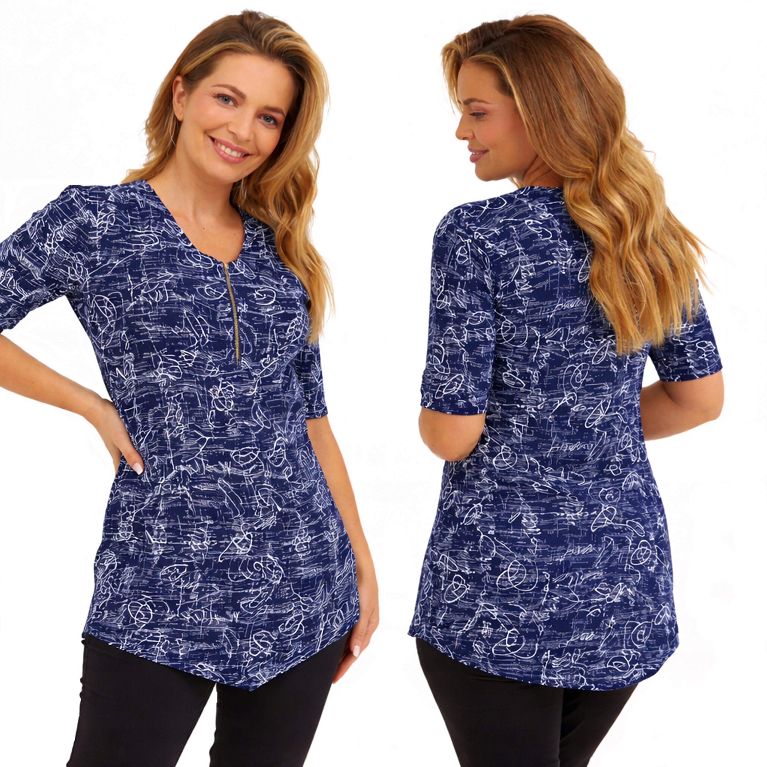 Dámská tunika Velké velikosti Plus Size Krátký rukáv Polský Výrobce