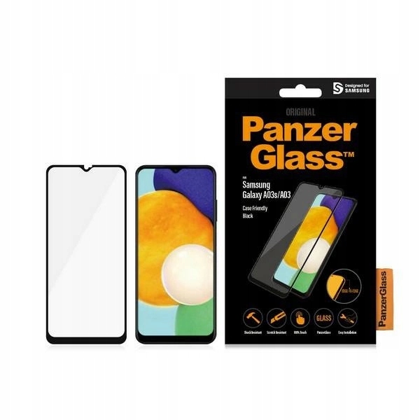 Tvrzené sklo PanzerGlass E2E Regular pro Samsung Galaxy A03 – s černým okrajem