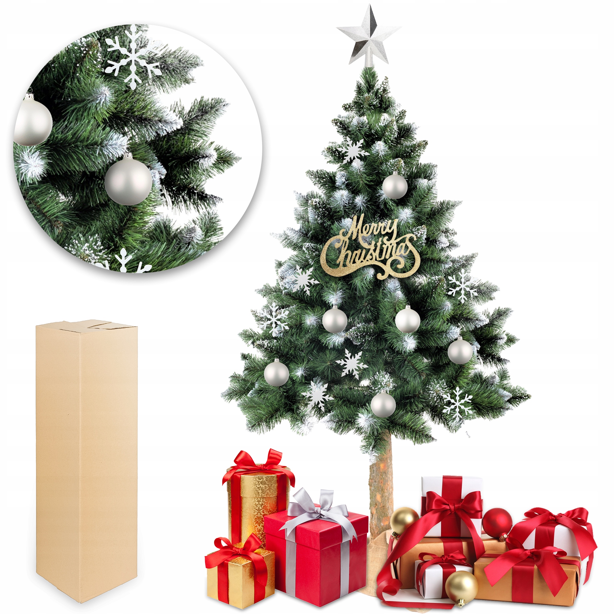 CHOINKA SZTUCZNA NA PNIU PIĘKNA SOSNA DIAMENTOWA GĘSTA OŚNIEŻONA 180 CM Marka Stylizer