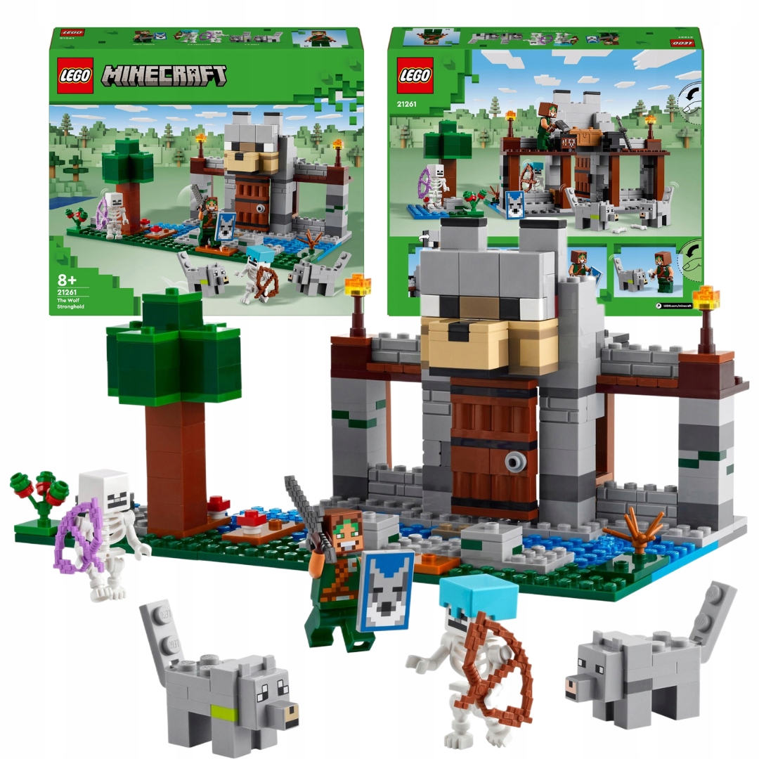 Lego Minecraft 21261 Vlčí pevnost Treser vlků 2x Kostra 2x Vlk