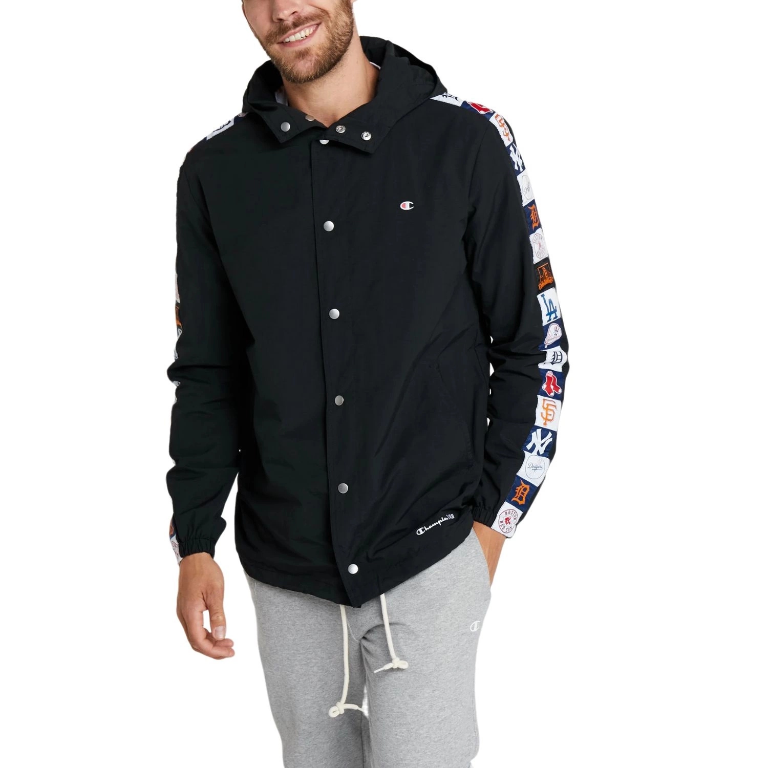 Pánská bunda Champion Mlbp přechodová větrovka s kapucí černá vel. M