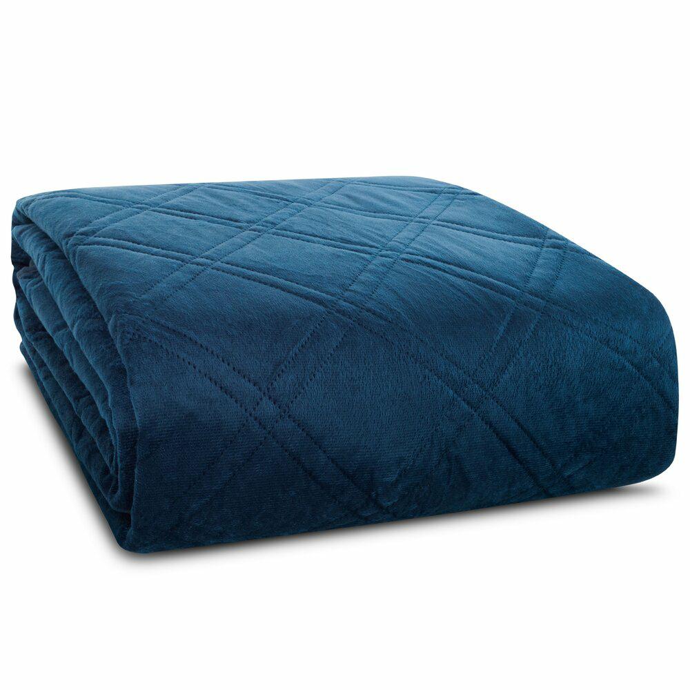 Přehoz LUIZ/8 220x240 cm, modrý, prošívaná, na postel, moderní boh