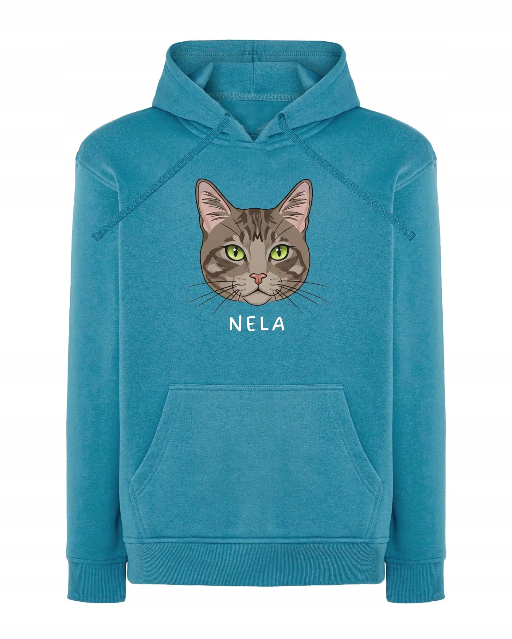 Mikina s kapucí Střešní taška Hnědá Pružná Personalizovaná Kočka XL