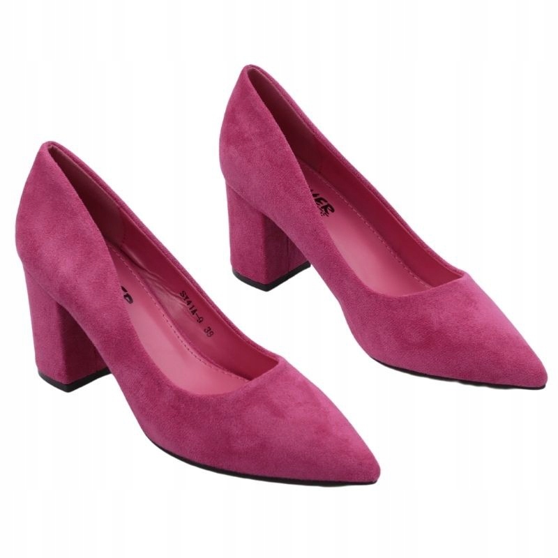 Różowe Czółenka Damskie Na Słupku Buty Zamszowe Wkł. Ekoskóra 39