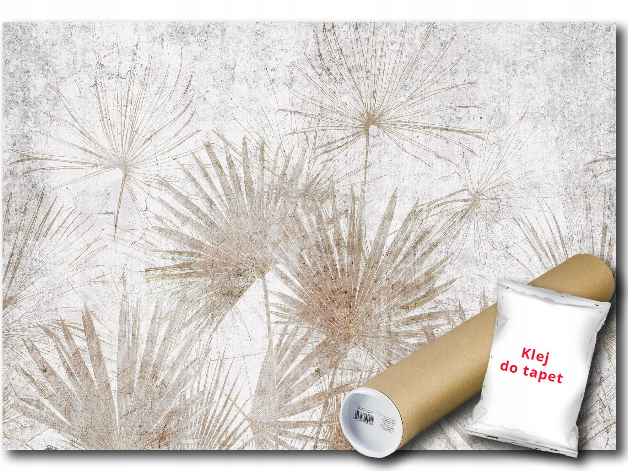 Vinylová Fototapeta Grafika Listy Džungle Béžová Zeď Beton Omítka 152x104