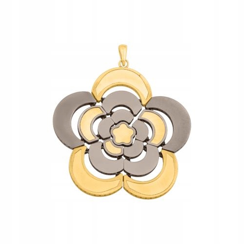 Zlatý Přívěsek 585 květina s pohyblivými okvětními lístky žluté a černé zlato