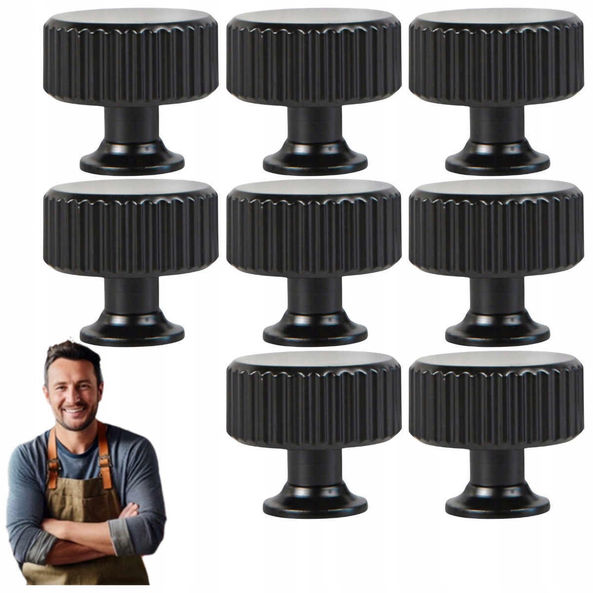Nábytkový držiak Nábytkový gombík okrúhly Randi 30 mm Čierny mat 8ks