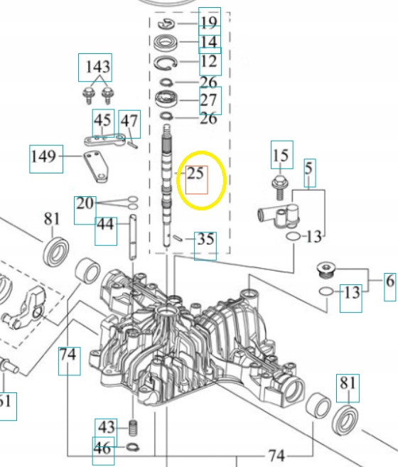 Valček skrinky s násadou K664GA Husqvarna 523074901