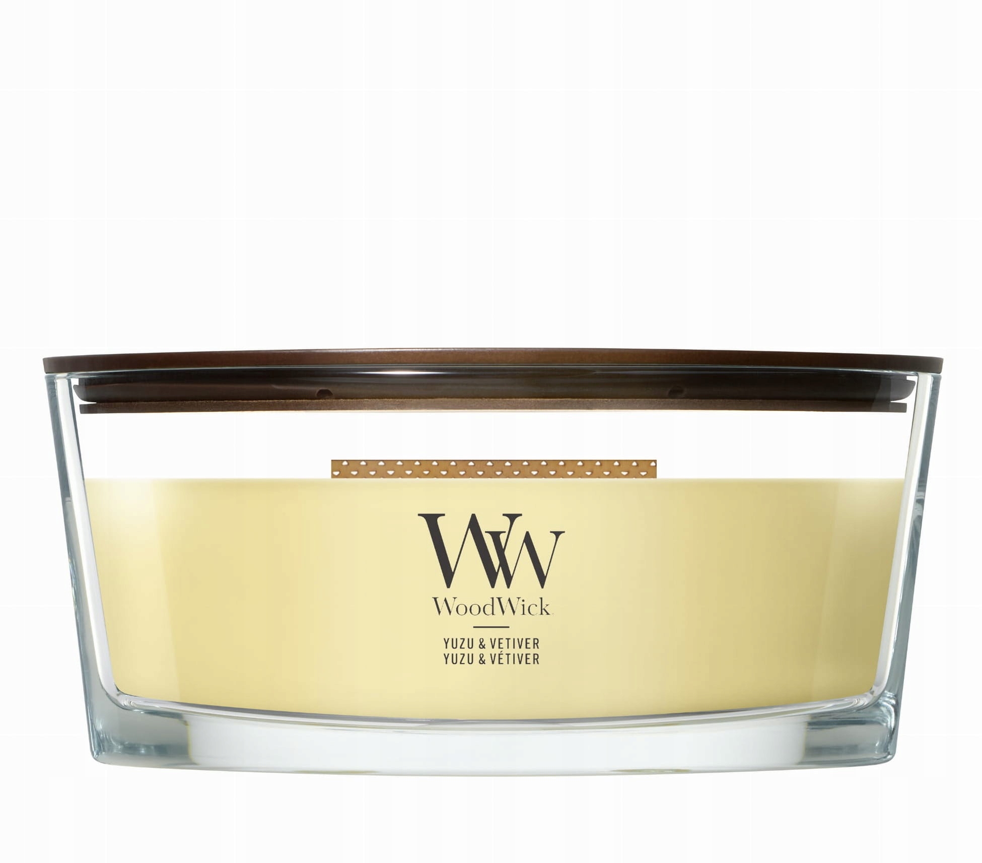 Vonná svíčka elipsa WoodWick Yuzu & Vetiver