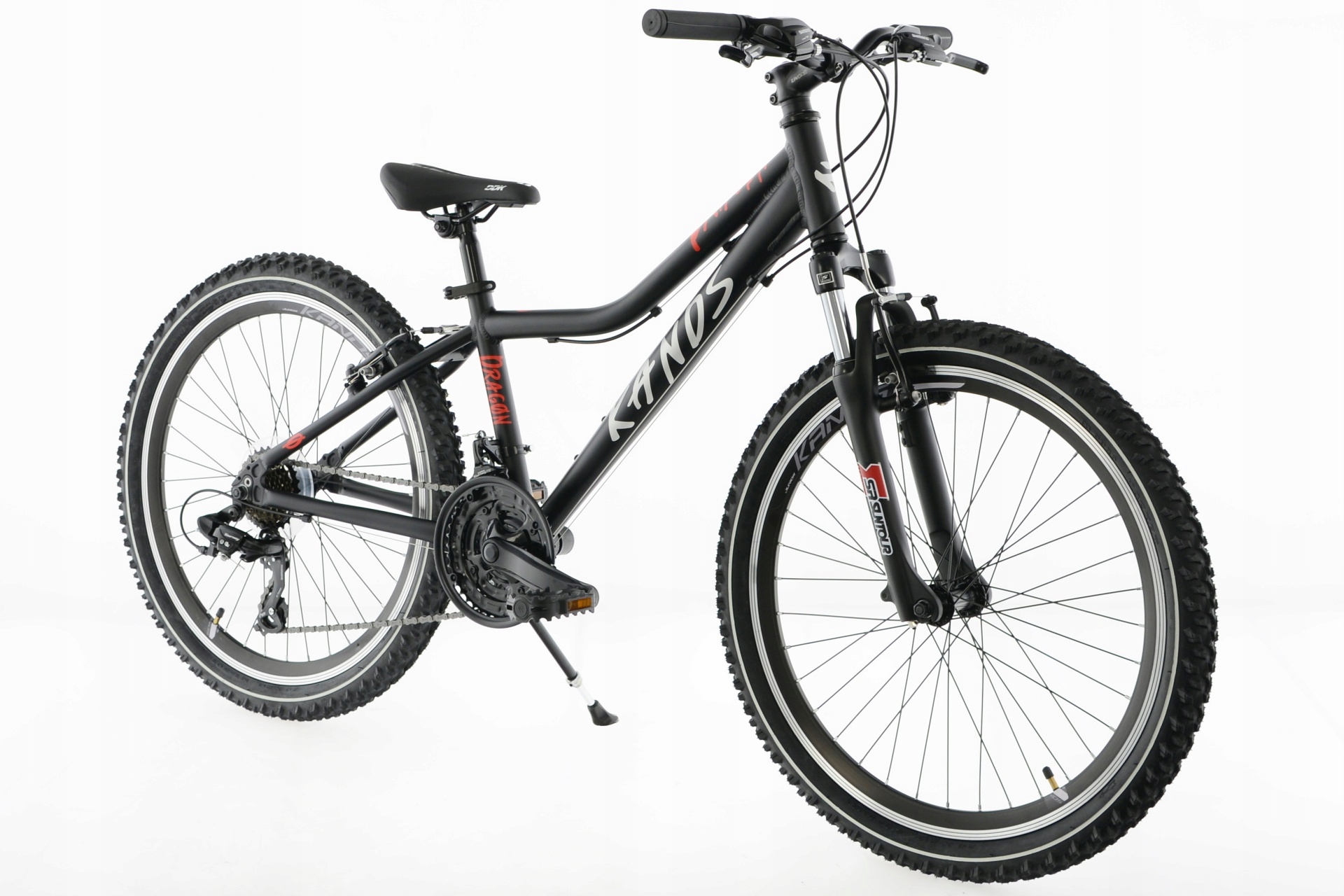 Rower 24 Kands Dragon aluminiowy, niska rama czarno-czerwony 2024