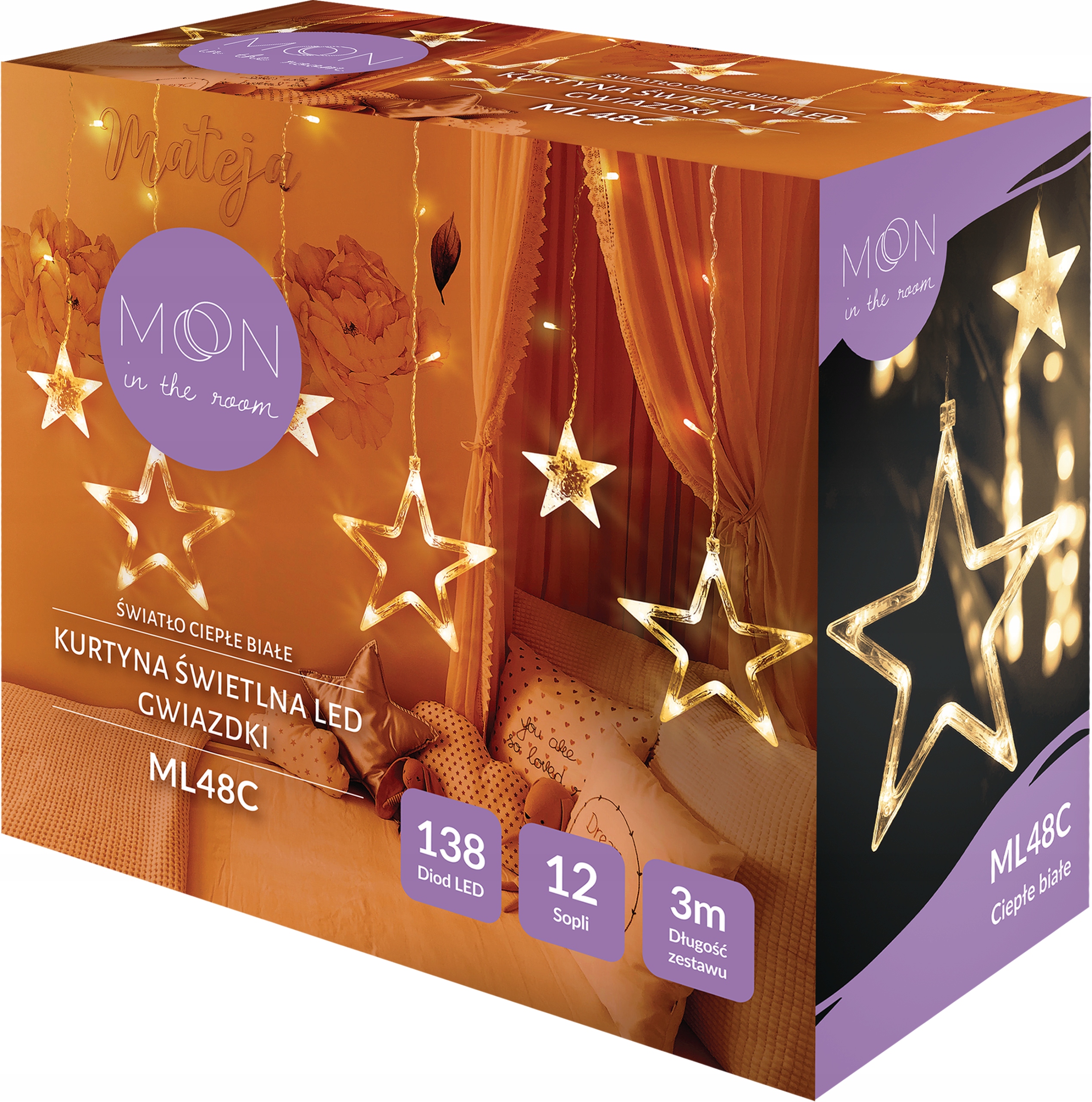 

Girlanda Kurtyna Gwiazdki Led Lampki Choinkowe 3M